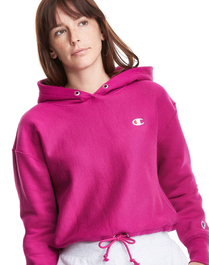 Champion Reverse Weave Cinch Bottom Kadın Kapşonlu Sweatshirt Pembe ( JOKTSN493 )